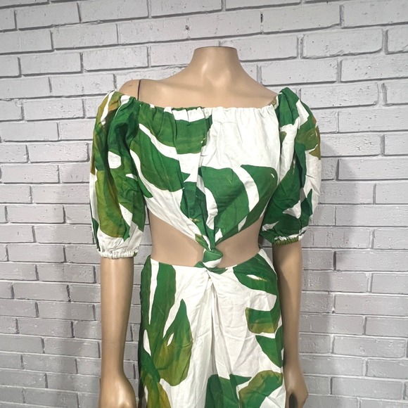 FARM Rio Dresses & Skirts - Farm Rio Linen Blend Monstera Midi Dress Tropical Resort Vacation | Size M